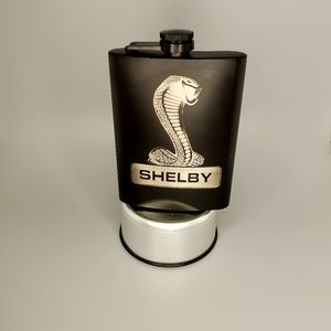 Black Matte 7oz Flask with Shelby Mustang Logo